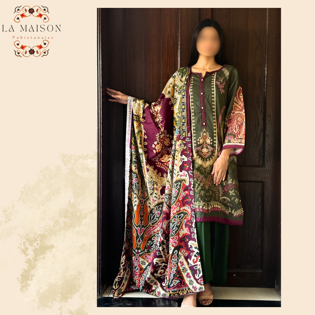 Special Price - 3 Piece Printed Khaddar SH-104