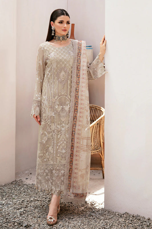 3 pc Embroidered Chiffon T-201