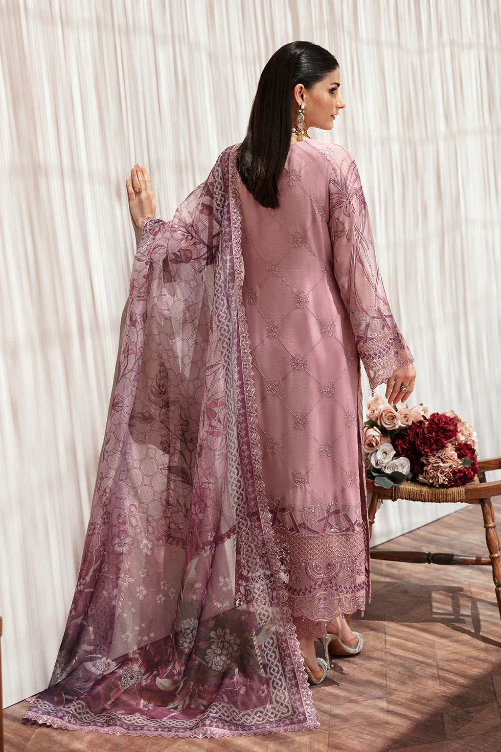 3 pc Embroidered Chiffon T-203