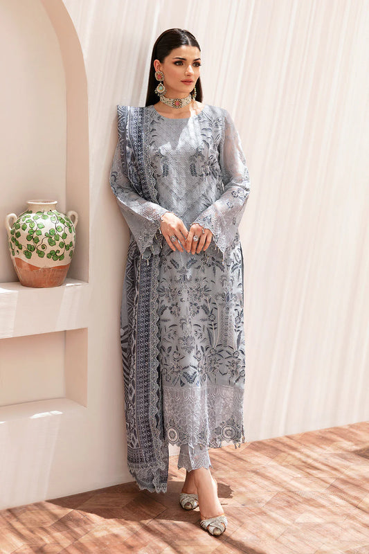 3 pc Embroidered Chiffon T-209